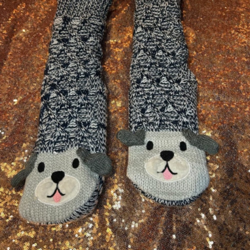 Very Thick Plush Winter Socks w/ Dogs on feet